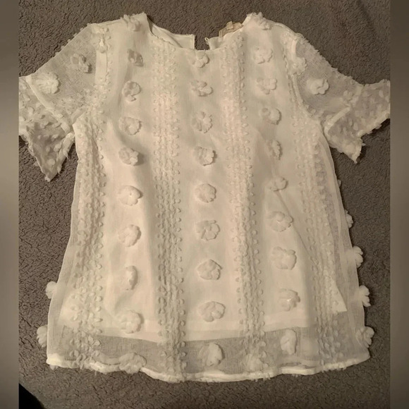 Entro white appliqué dot blouse size small - Picture 2 of 8